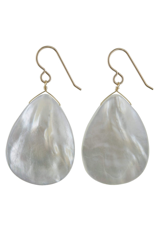 Large White Mother of Pearl Teardrop Dangle Earrings