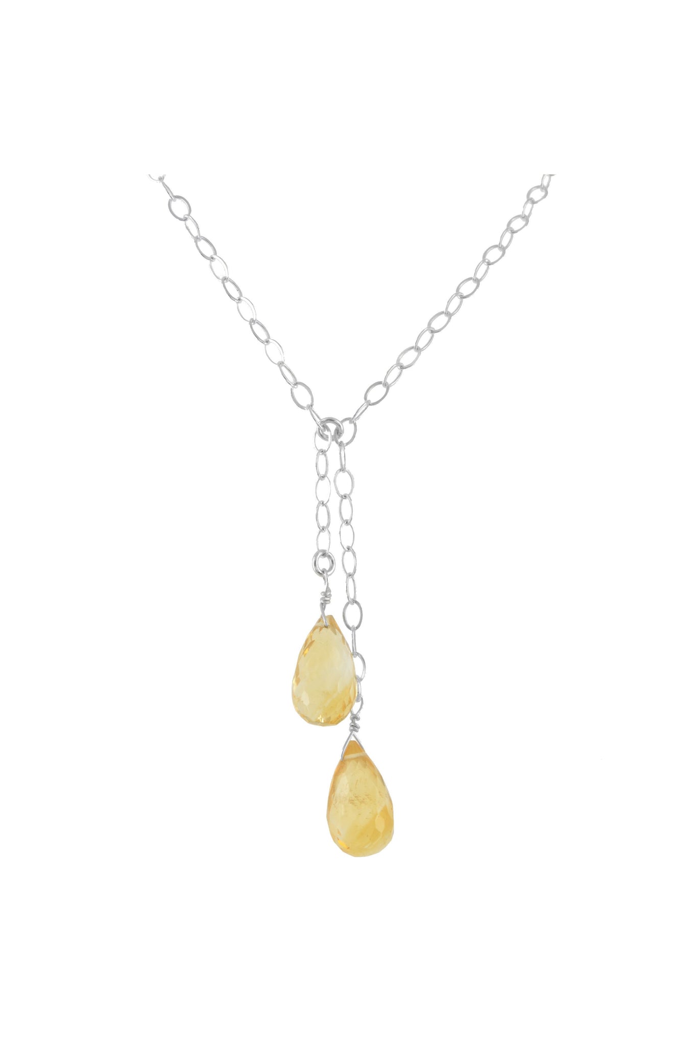 Yellow Citrine Briolette Gemstone, November Birthstone Necklace