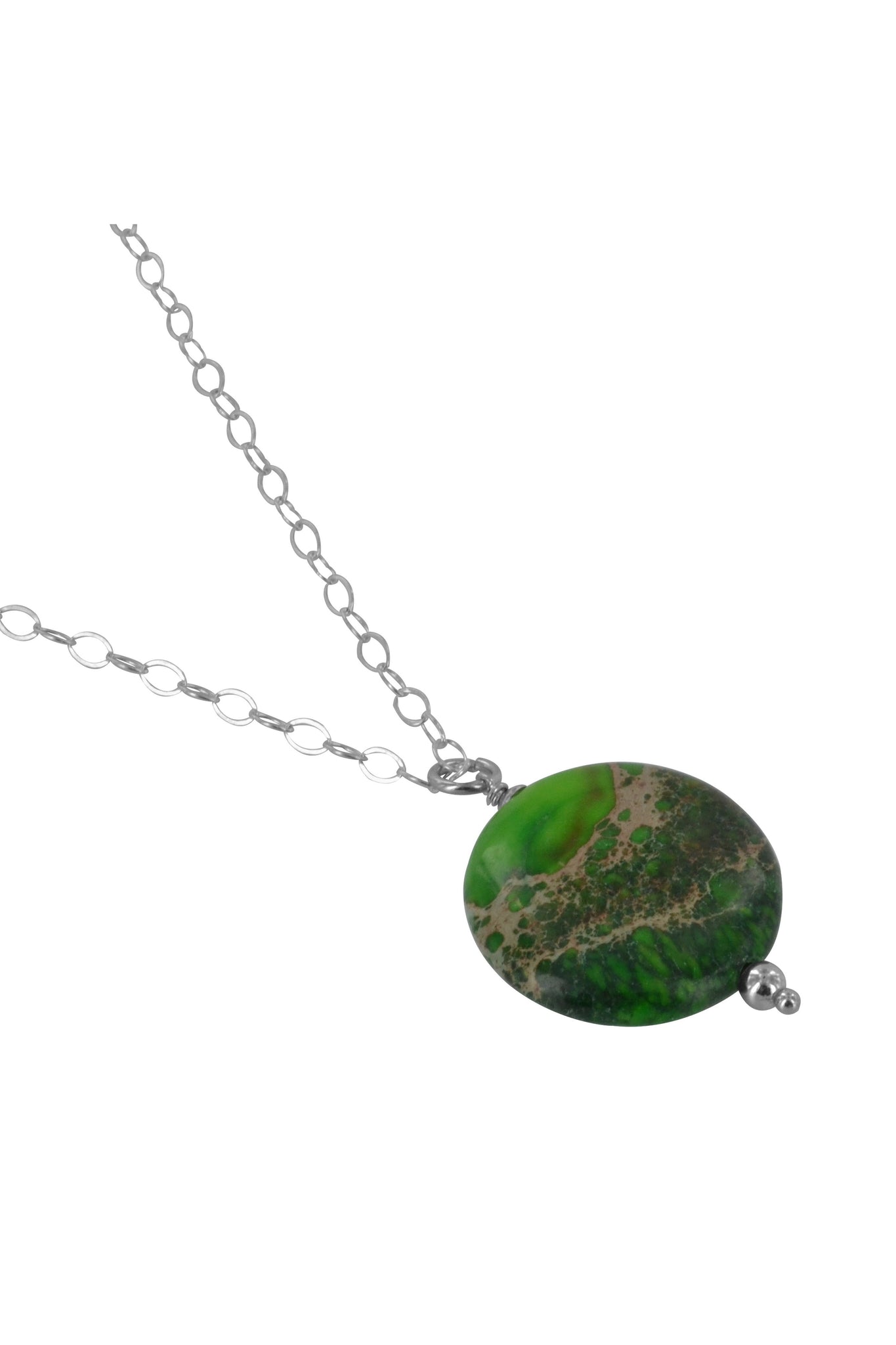 Dark Green Jasper Silver Gemstone Necklace