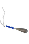 Smokey Grau Agate Long Briolette Blue Jade Necklace