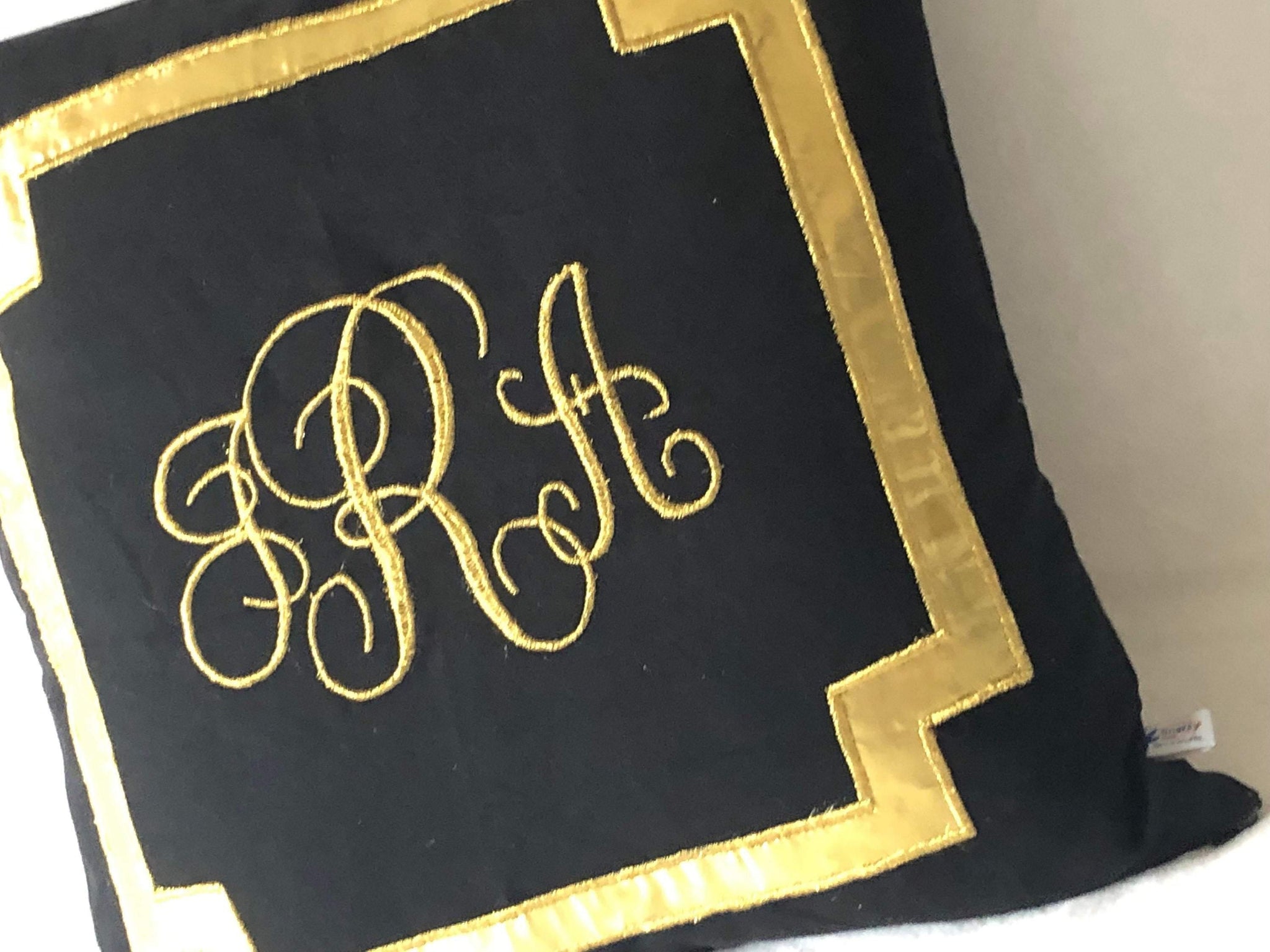 Black Gold Monogrammed Pillows, Personalzed Gift,  Monogram Gift Idea