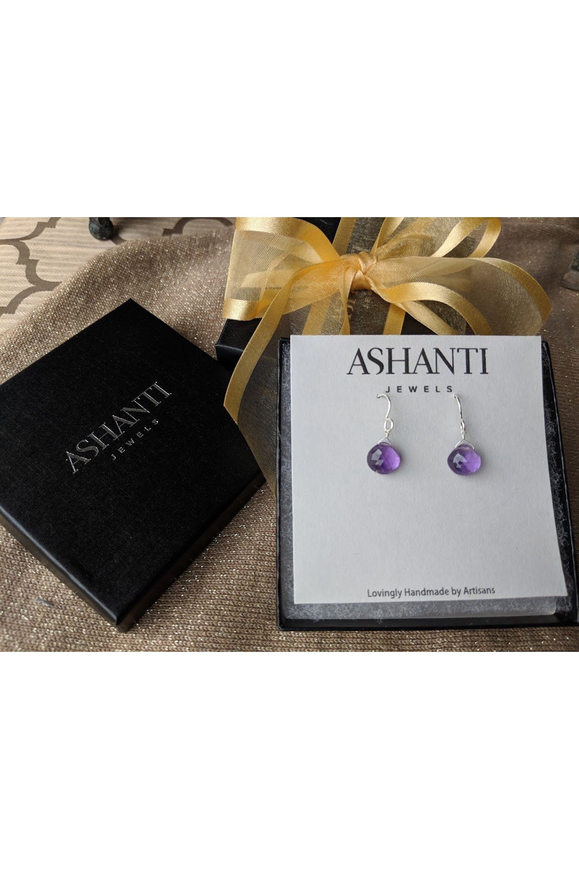 Purple Amethyst, Teardrop, February Birthstone Gemstone Earrings