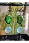 Blue Chalcedony, Green Jasper Gemstone Dangle Earrings