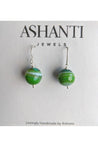 Green Earrings, Onyx Beads Gemstones