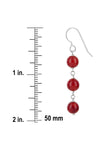 Simple Earrings, Red Coral and Silver