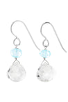 Blue Quartz, Rock Crystal Silver Dainty Gemstone Earrings