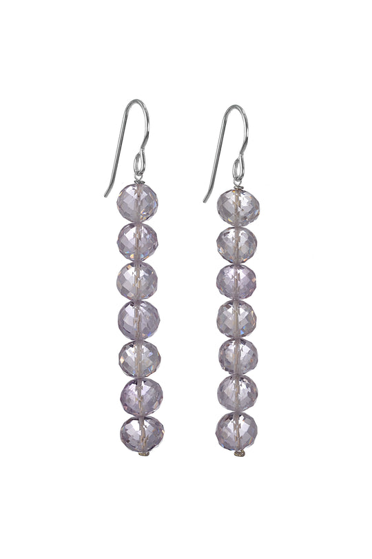 Pink Amethyst Long Dangle Silver Earrings