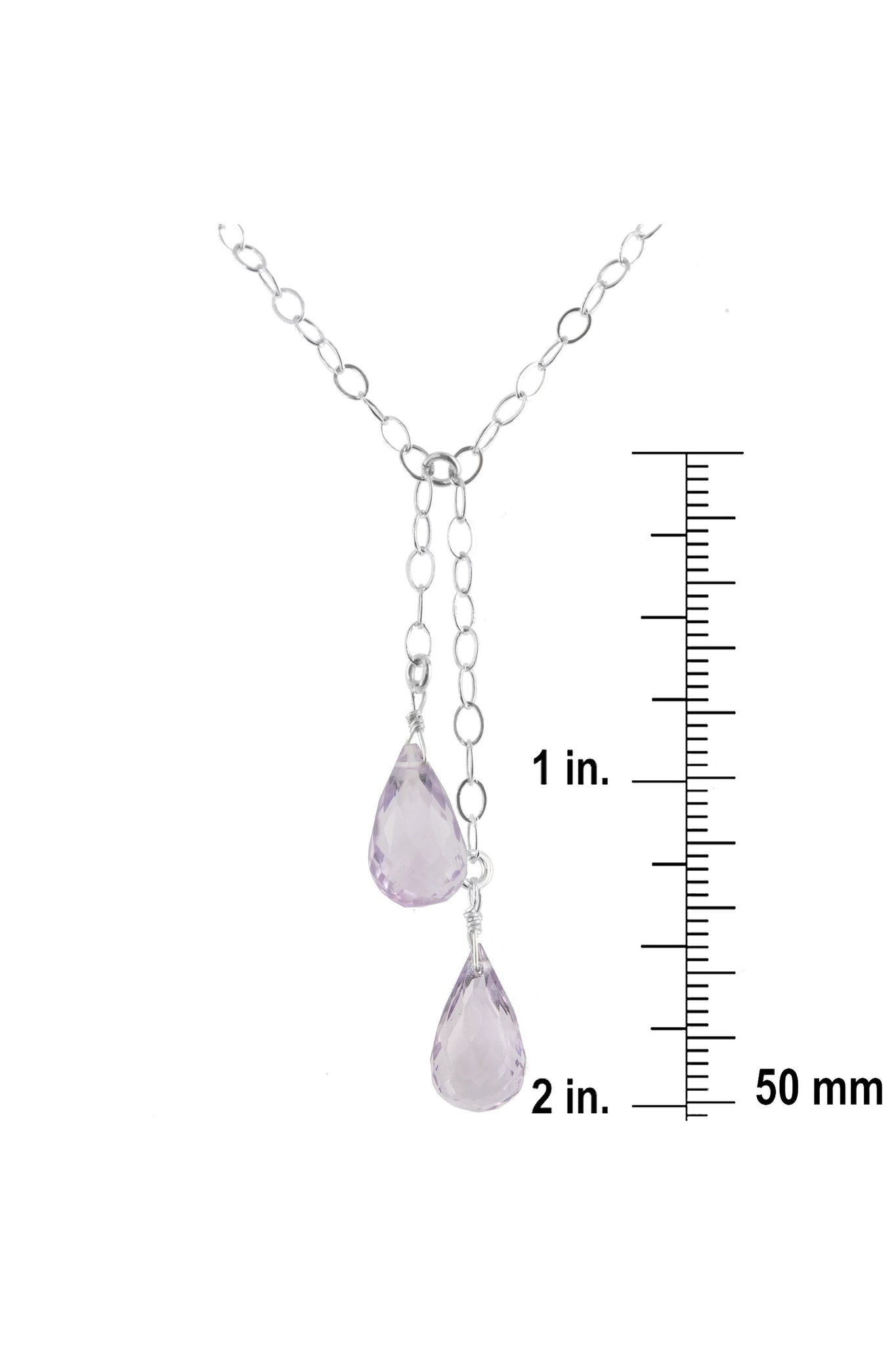 Pink Amethyst Y Necklace, Light Purple Gemstone Pendant