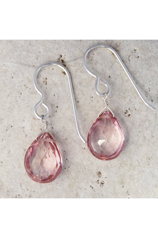 Baby Pink Quartz Gemstone Drop Earrings
