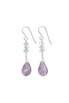Purple Amethyst, Blue Aquamarine, February March Birthstone Earrings