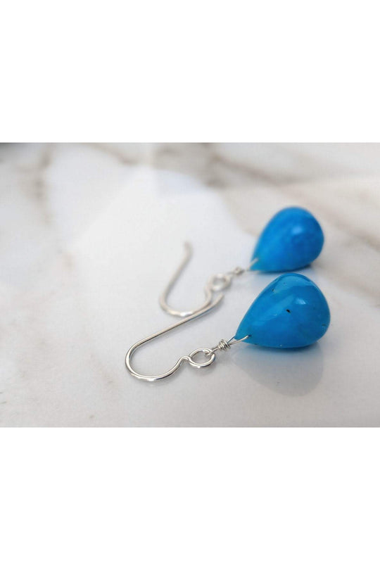 Blue Hemimorphite, Healing Gemstone Drop Earrings