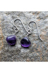 Polished Amethyst Briolette, February Birthstone Gemstone Earrings