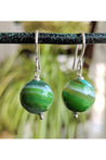Green Earrings, Onyx Beads Gemstones
