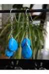 Turquoise Blue Howlite Gemstone Long Silver Earrings