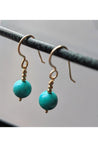 Blue Turquoise Gold Dangle Earrings