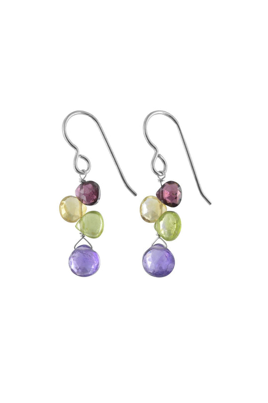 Rainbow Colors Amethyst, Garnet, Peridot, Citrine Earrings