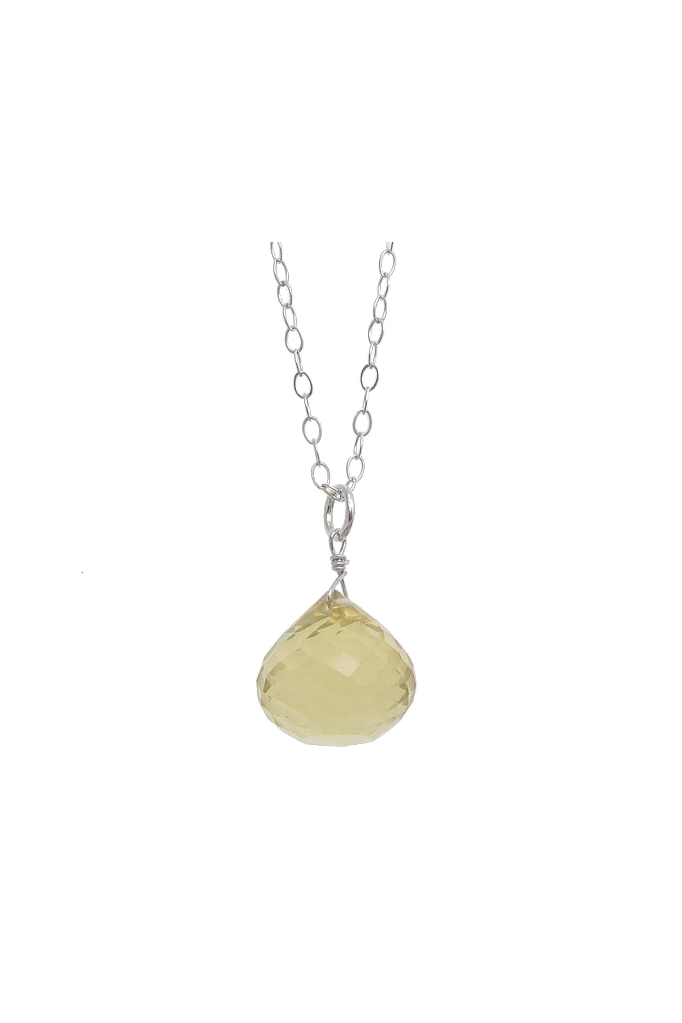 Lemon Quartz Pear Briolette Gemstone Necklace
