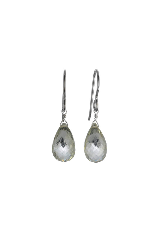 Green Amethyst Briolette Gemstone Earrings