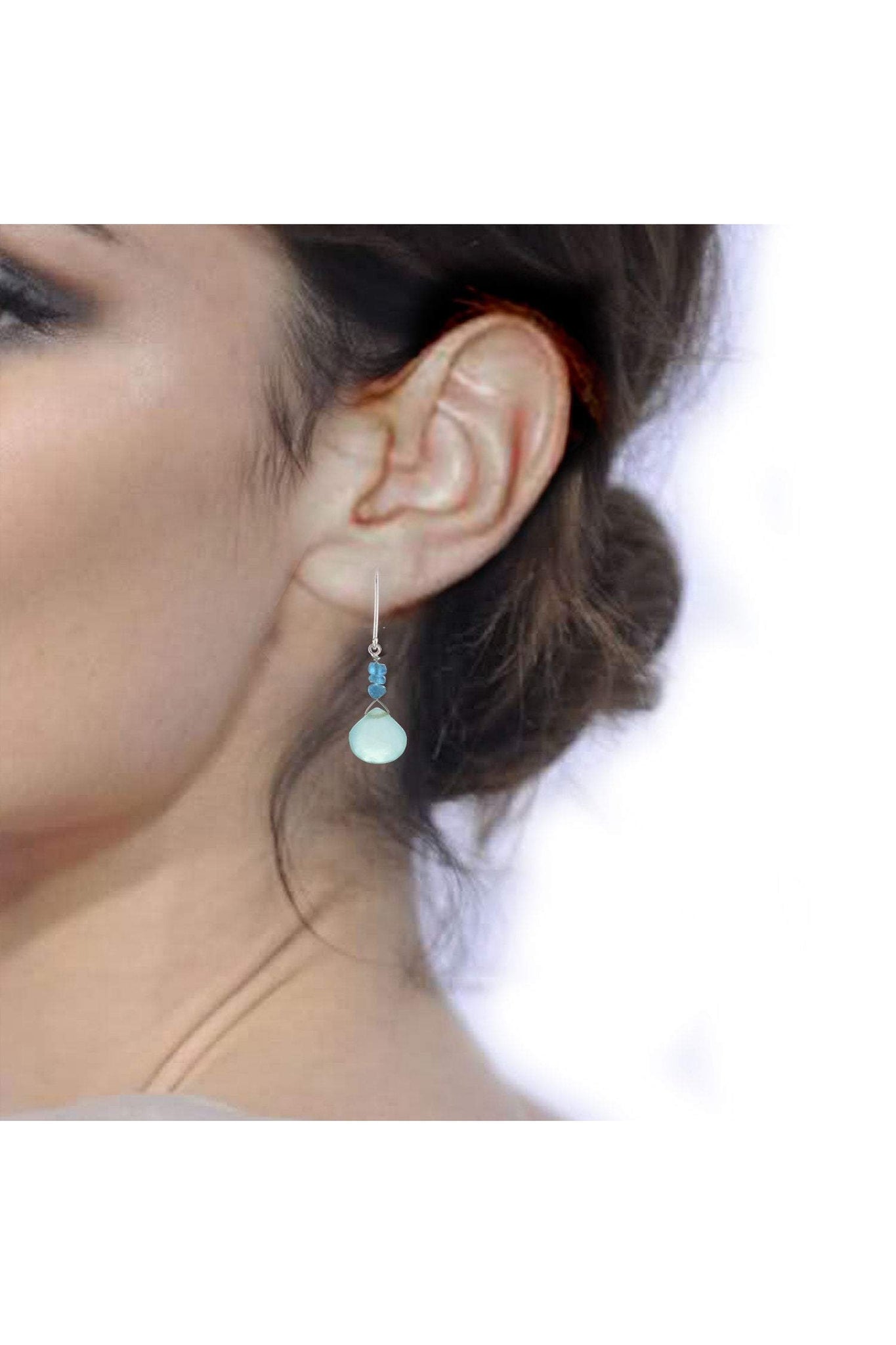 Blue Chalcedony, Apatite Silver Gemstone Earrings