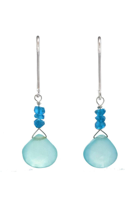 Blue Chalcedony, Apatite Silver Gemstone Earrings