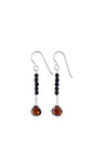 Red Garnet, Black Onyx Gemstone Dangling Earrings
