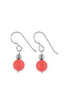 Orange Gemstone, Coral Bead Drop Earrings