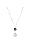 Blue Chalcedony, Mother of Pearl Necklace
