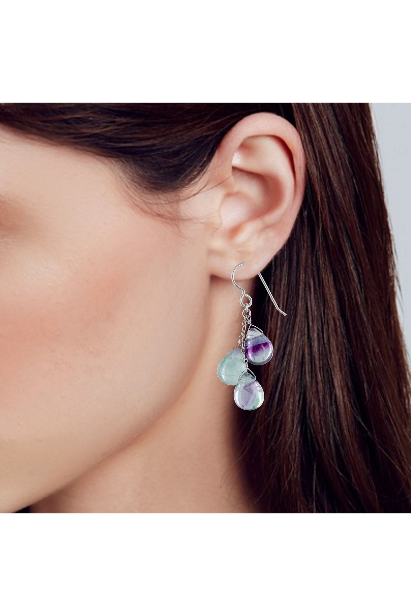 Fluorite Pastel Gemstone Dangle Earrings