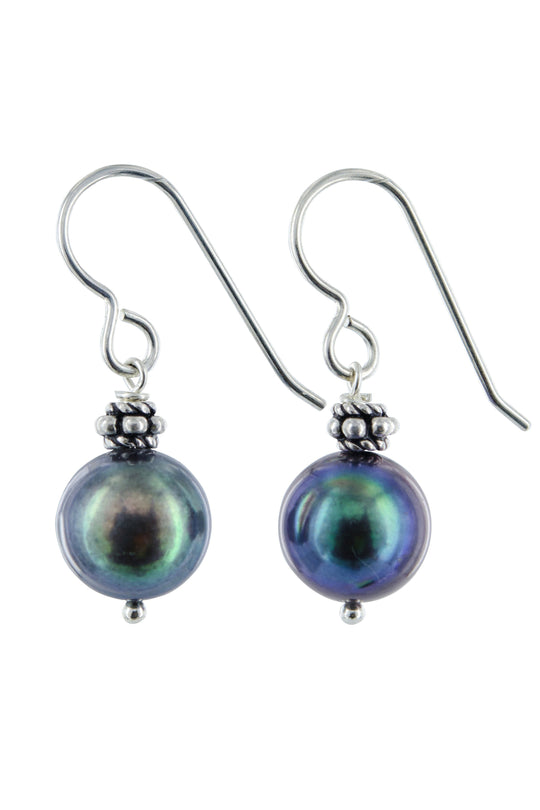 Black Pearl Dangling Earrings