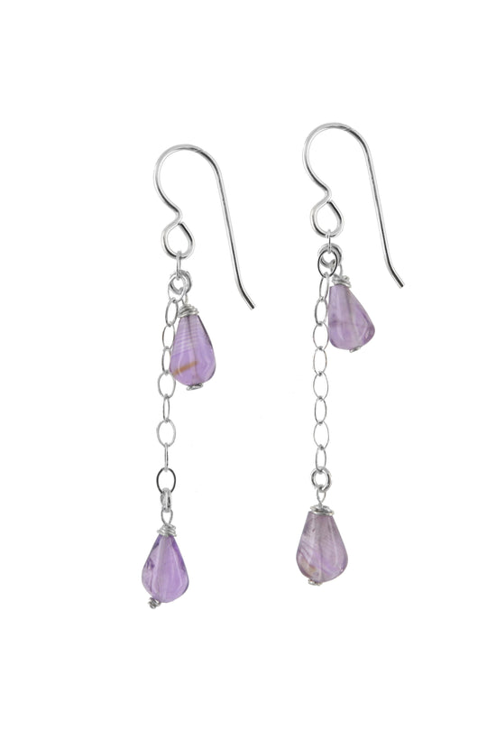 Pink Amethyst Long Earrings