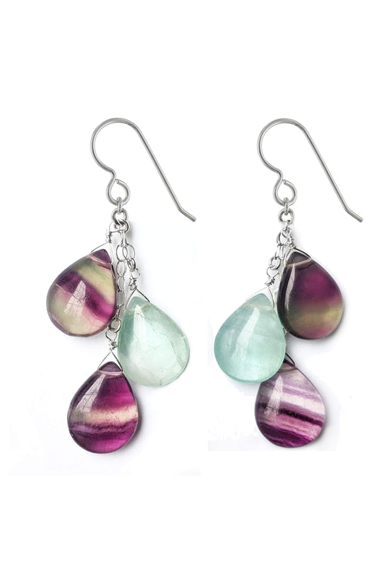 Fluorite Gemstone Pastel Earrings