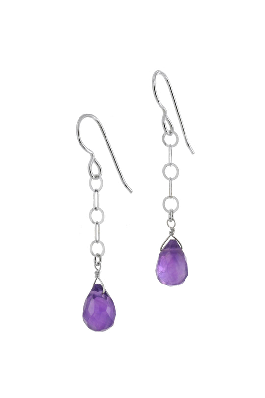 Amethyst Purple Gemstone Dangle Earrings