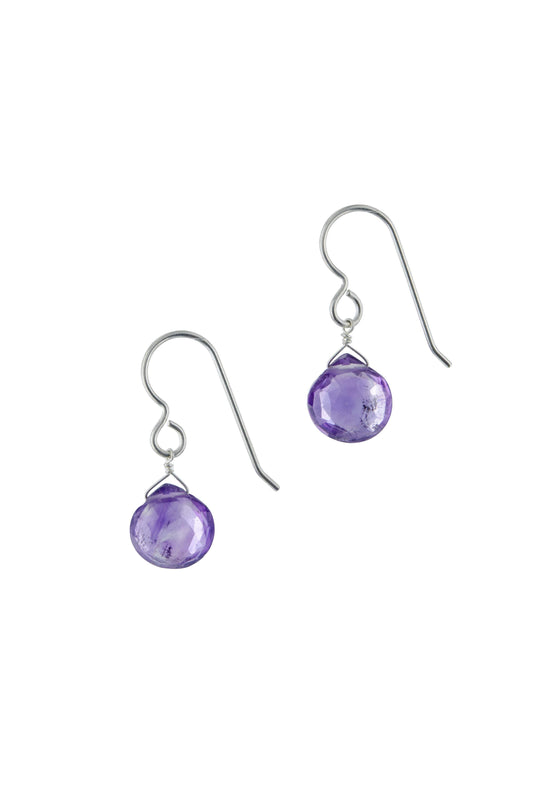 Simple Minimalist Amethyst Gemstone Earrings