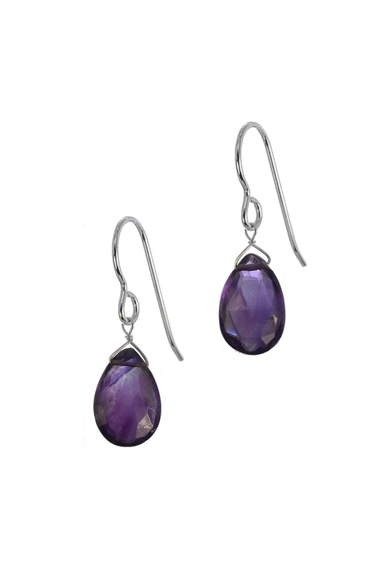 Dark Purple African Amethyst Dangle Earrings