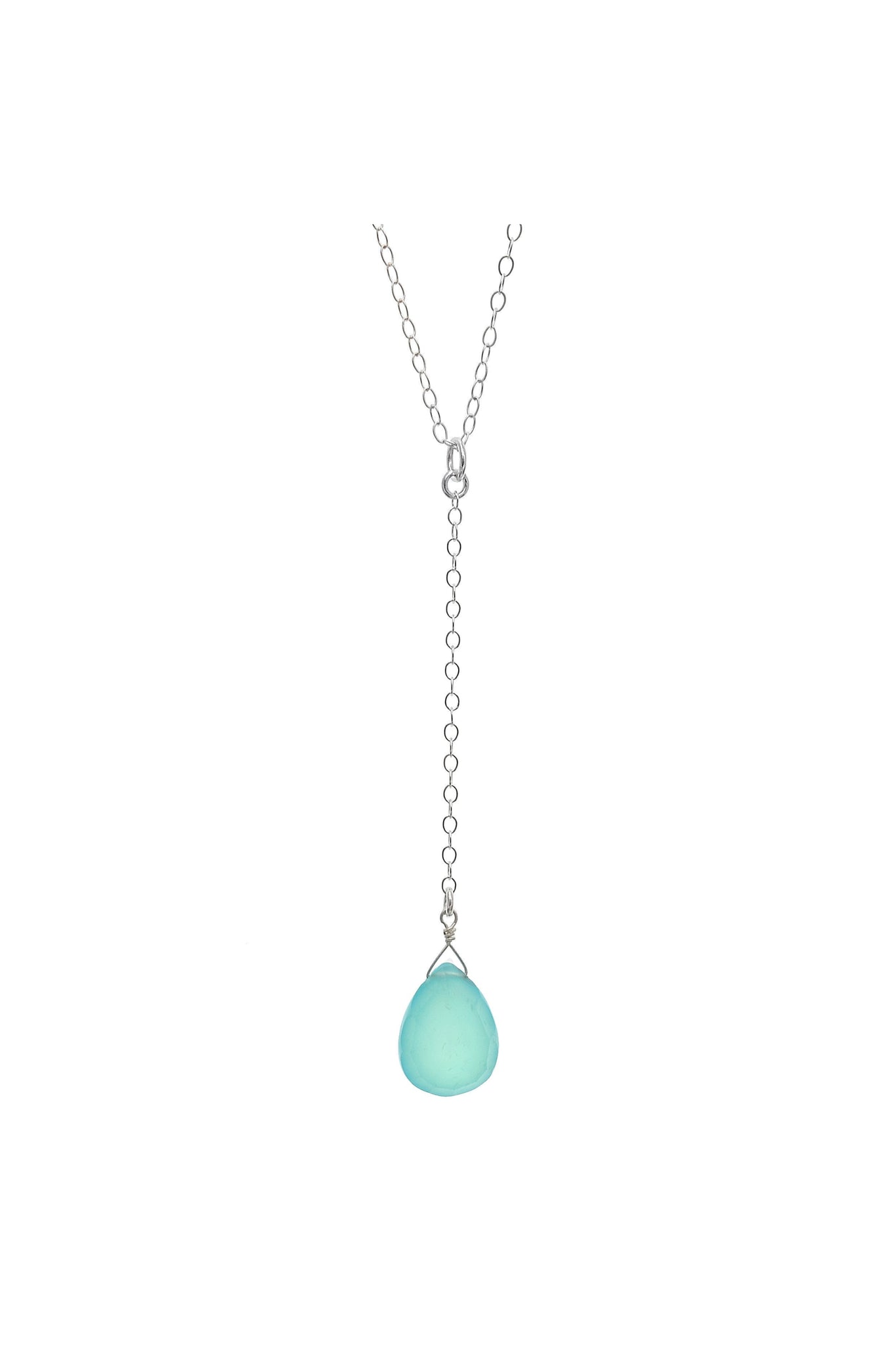 Blue Chalcedony Y Gemstone Silver Necklace
