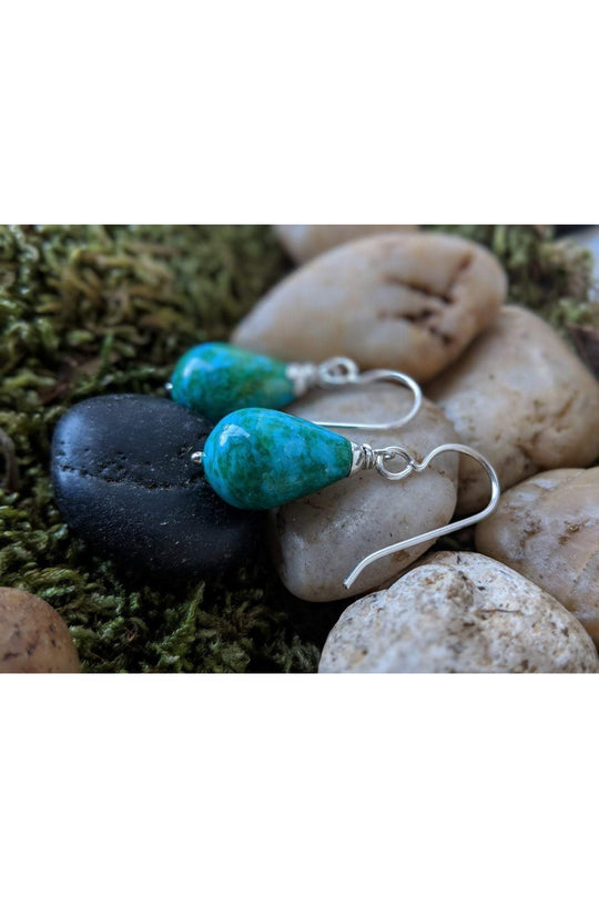 Blue Green Jasper Drop Earrings