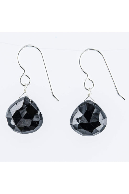Black Spinel Dangle Silver Earrings