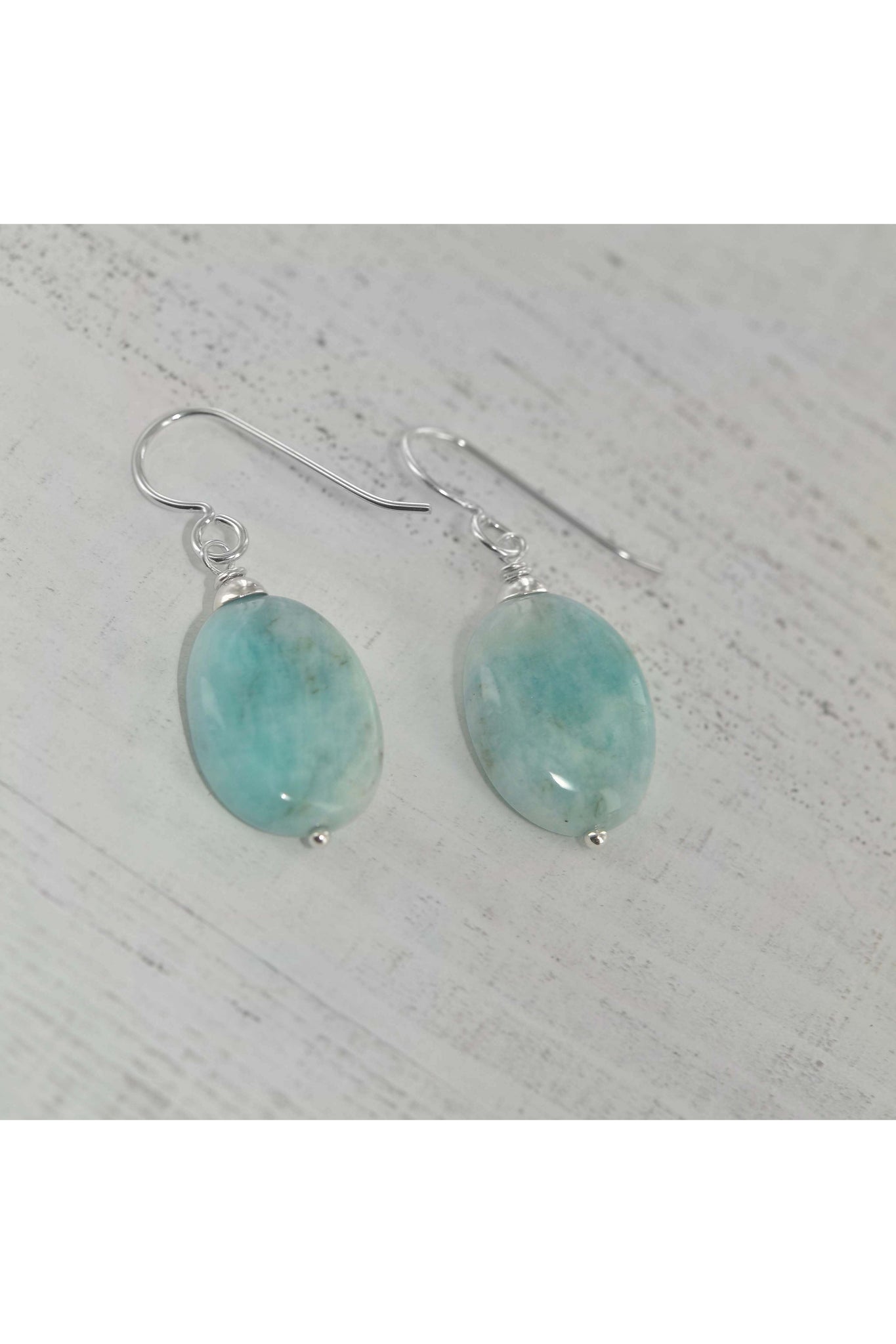 Light Blue Amazonite Polished Gemstone Earrings