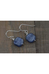 Square Blue Kyanite Gemstone Dangle Earrings
