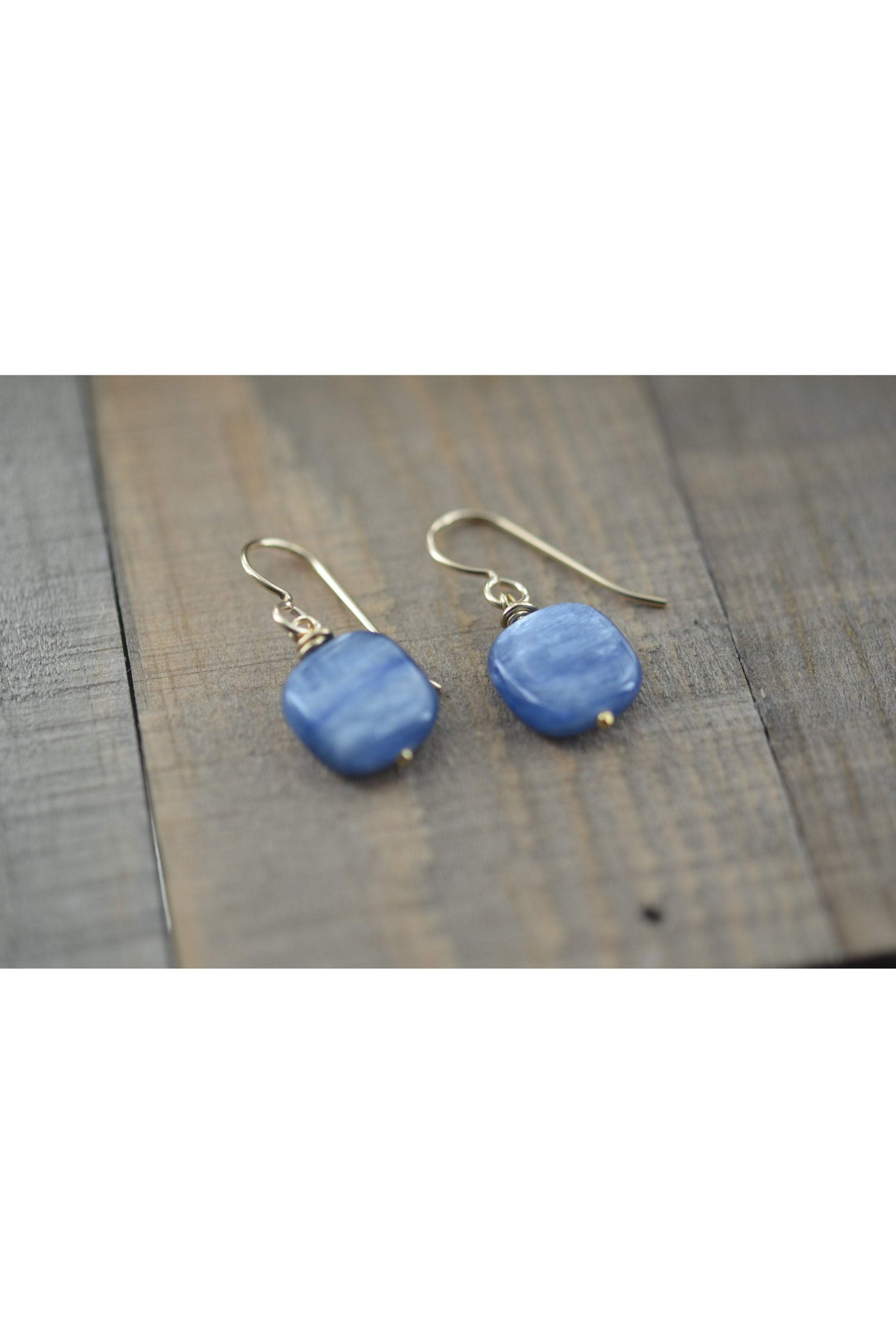 Blue Kyanite Gemstone Pear Briolette Dangle Earrings