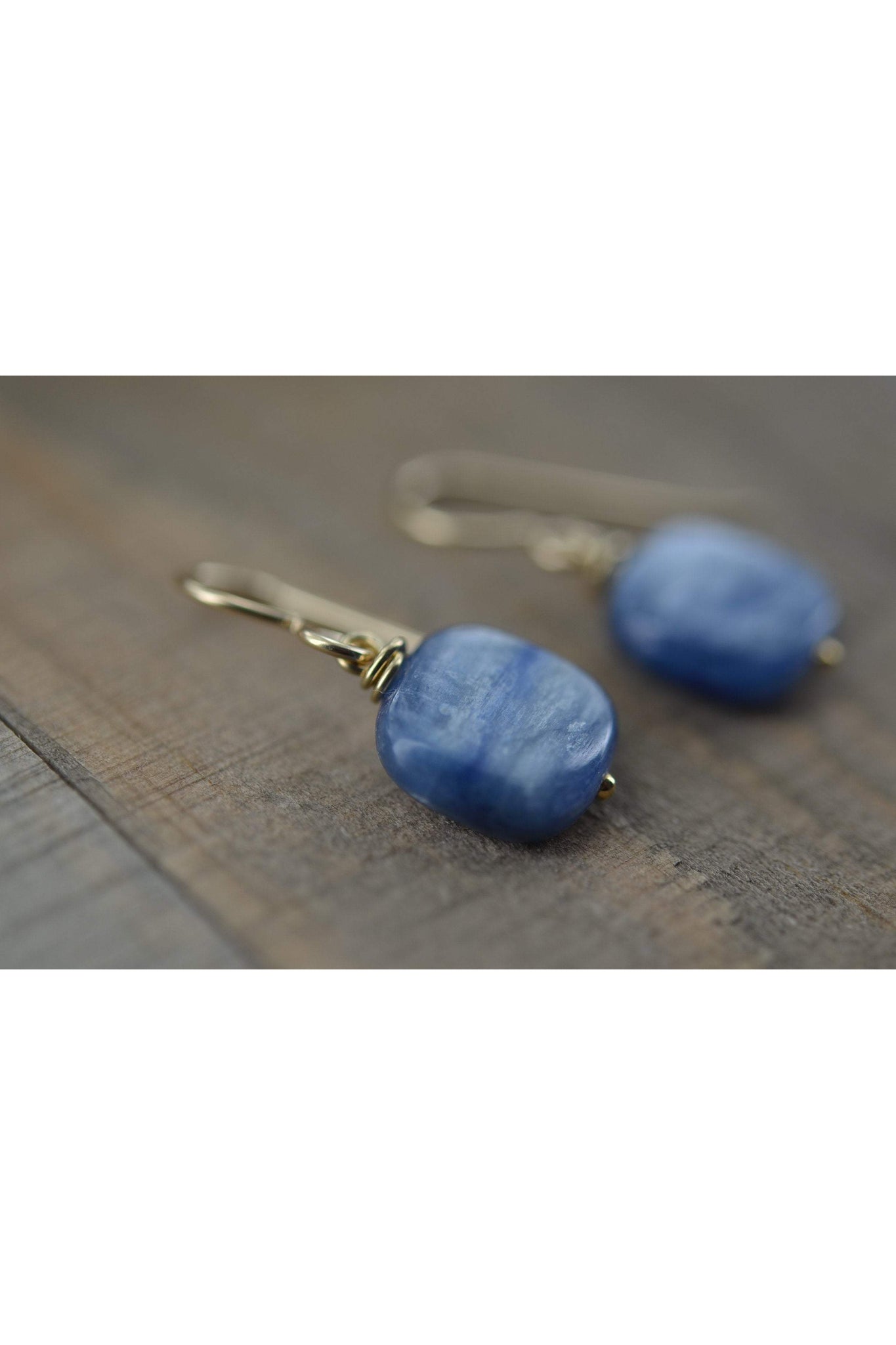 Blue Kyanite Gemstone Pear Briolette Dangle Earrings