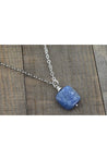 Square Kyanite Blue Gemstone Pendant Necklace