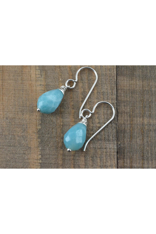 Baby Blue Amazonite Minimalist Drop Earrings