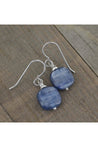 Square Blue Kyanite Gemstone Dangle Earrings