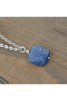 Square Kyanite Blue Gemstone Pendant Necklace
