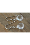Rock Crystal Quartz Dainty Silver Teardrop Earrings