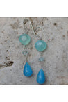 Blue Hemimorphite, Aquamarine, Chalcedony Gem Earrings