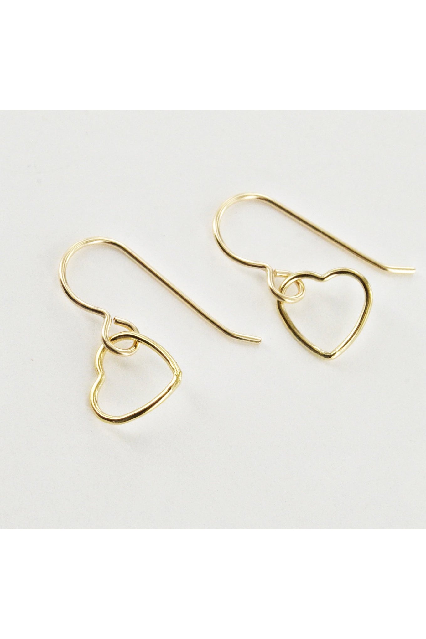 Dainty Gold Heart Dangle Earrings