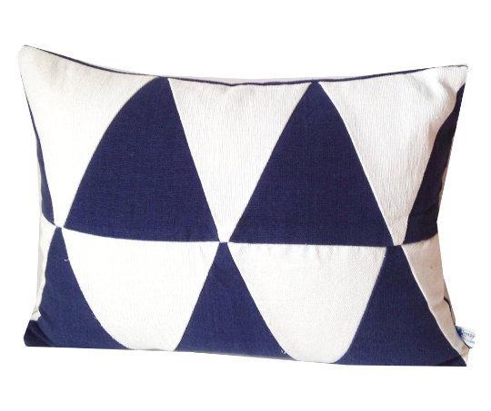 Upcycle Geometric Navy White Pillow | Abstract Sofa pillows