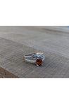 Bee Ring, Dark Orange Red Hessonite Garnet